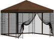 vidaXL Tuinpaviljoen met zijwanden, 3 x 3 meter, bruin, polyester en staal