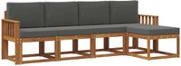 vidaXL Acacia Hout Bank Loungeset 5-zits Natuurlijk en Antraciet