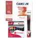 Kit Canson Kit Block met 10 vellen à 290 g, leeuw starter Georgian met 6 kleurtubes à 22 ml en 3 penseelset van Georgian met lange handgreep, ideaal voor leeuw