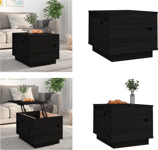 vidaXL Salontafel 40x50x35 cm massief grenenhout zwart