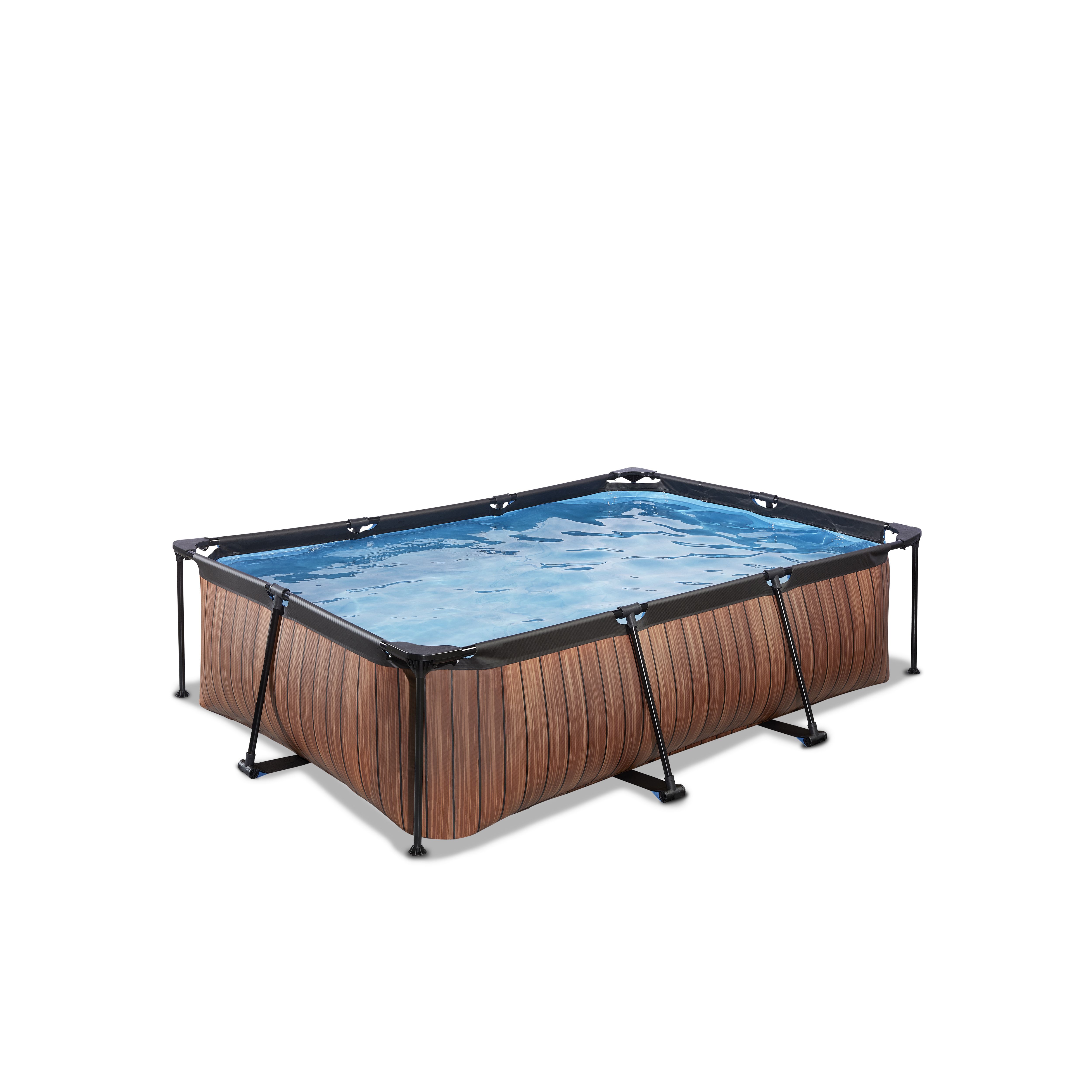 Exit Wood Zwembad - 220x150x65cm - Bruin - Met Filterpomp