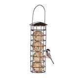 Merkloos / Sans marque Relaxdays 2x Vetbolhouder Metaal - Mezenbolhouder met Dak - Vogelvoerhouder Tuin - Vogels - Bruin