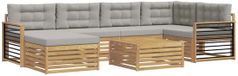 vidaXL Hoek loungeset 7-delig acaciahout wit et gris clair