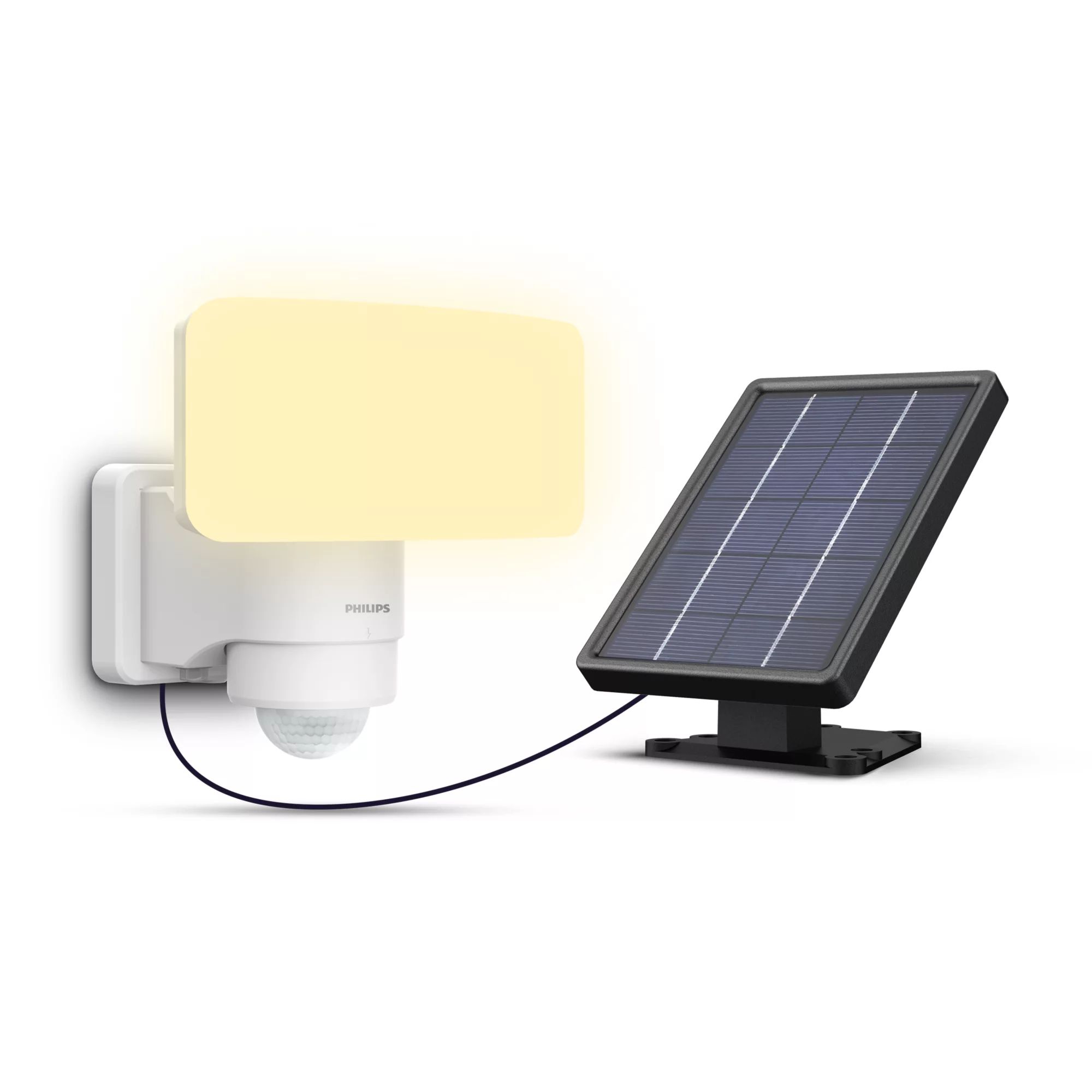Philips Hue Philips Tylus beveiligingslamp - UltraEfficient LED - Solar buitenlamp - Helder warm licht; 3000K - Wit - Bewegingssensor - Schemersensor - Zonne-energie