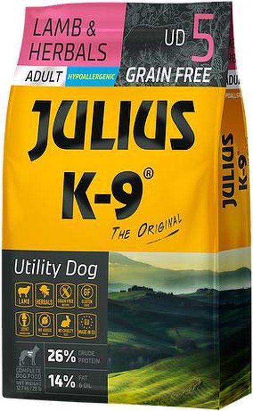 Julius K9 Lamb & Herbals Adult - Graanvrij en Hypoallergeen Hondenvoer - 10kg