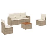 vidaXL 6-delige Loungeset met kussens, polyrattan, beige