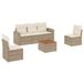 vidaXL 6-delige Loungeset met kussens, polyrattan, beige