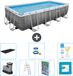 Bestway Rechthoekig Power Steel Zwembad - Rattanprint - 549 x 274 x 122 - Inclusief Pomp - Ladder - Afdekzeil - Speelgoed - Vloertegels - 8-delig