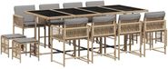 vidaXL 13-delige tuinset met kussens, polyrattan, gemengd beige