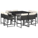 vidaXL 9-delige Tuinset poly rattan zwart