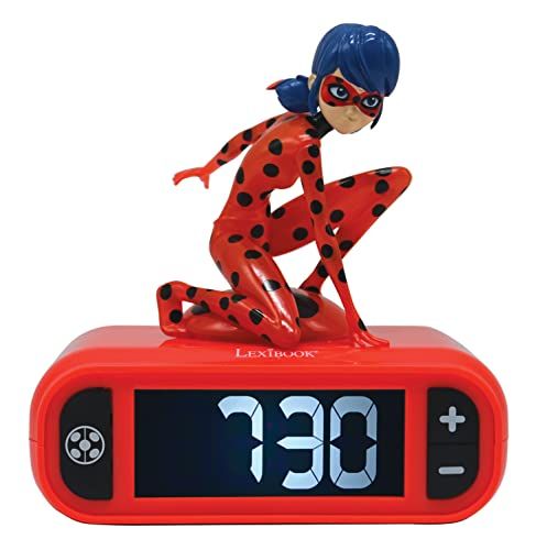 Lexibook Miraculous digitale wekker met nachtlampje Snooze, klok, lichtgevende Ladybug, Rood - RL800MI