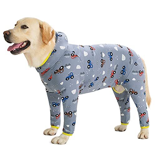 JRKJ Honden pyjama voor huisdieren honden kleding jumpsuit voor hond kostuum jas voor middelgrote grote honden cartoon gedrukt kleding shirt