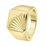 Lucardi Heren Goldplated zegelring met bewerking - Ring - Staal - Goudkleurig