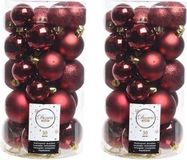 Decoris kerstballen - 60x st - donkerrood - 4-5-6 cm - kunststof