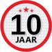 Bellatio Decorations 10 jaar leeftijd sticker - rond - Dia 15 cm - 10 jaar verjaardag - jubileum - leeftijd versiering