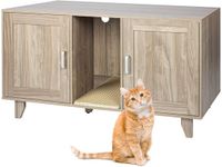 Merkloos / Sans marque Relaxdays Kattenkast voor kattenbak - 65x120x52 cm - met mat - grijsbruin