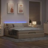 Maison Exclusive - Cadre de lit ottoman avec matelas, couleur crème, 160x200 cm, textile