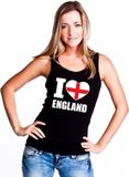 Bellatio Decorations Shoppartners Bv Zwart I love Engeland supporter singlet shirt/ tanktop dames - Engels shirt dames L