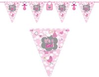 Folat Vlaggenlijn - Geboorte meisje - roze - 6 meter - karton