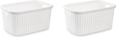 PLASTICFORTE Panier à linge - 2 pièces - 35 litres - Blanc - Plastique