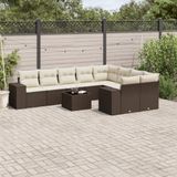 Prolenta Maison Exclusive - Tuinset voor de tuin, bestaande uit 10 delen met kussens, bruin, gemaakt van polyrotan