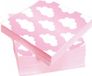 Merkloos Geboorte meisje thema servetten - 20x stuks 33 x 33 cm - Kraamfeestje - Gender reveal - roze wolken