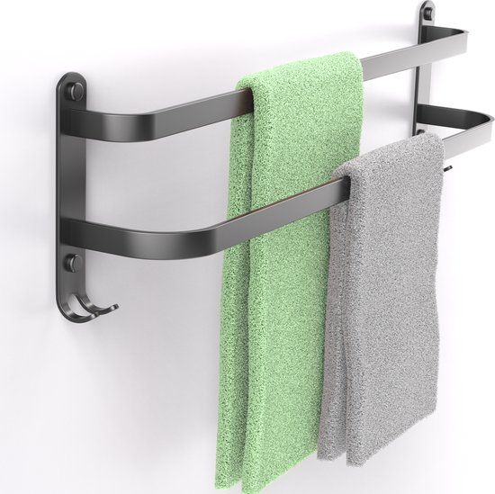 EAVY Handdoekenrek Badkamer Zwart - 60 cm - Industrieel - RVS