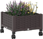vidaXL Plantenbak met wielen Bruin 40 x 40 x 29 cm PP