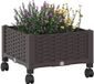 vidaXL Plantenbak met wielen Bruin 40 x 40 x 29 cm PP