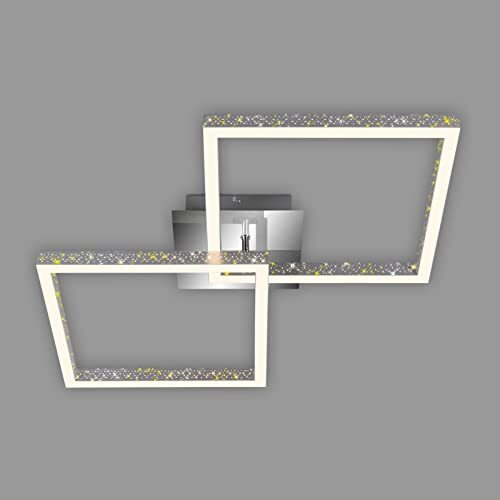 Briloner - LED plafondlamp met glittereffect, LED plafondlamp dimbaar, zwenkbaar warmwit licht, LED Frame, aluminium-chroom