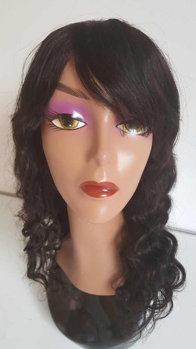 Frazimashop Braziliaanse Remy pruik 20 inch - donkerbruin - diepe golf - echt haar
