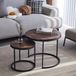 Happyment Table basse Deluxe – Ronde – Set van 2 – Bruin – MDF et métal – Convient pour le salon – 60x60x45 cm et 40x40x35 cm
