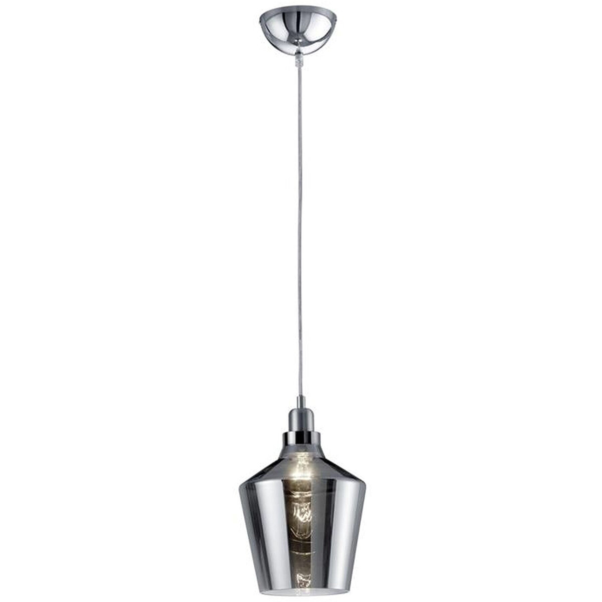 BES LED LED Hanglamp - Trion Colia - E27 Fitting - Rond - Glans Chroom Rookglas - Aluminium