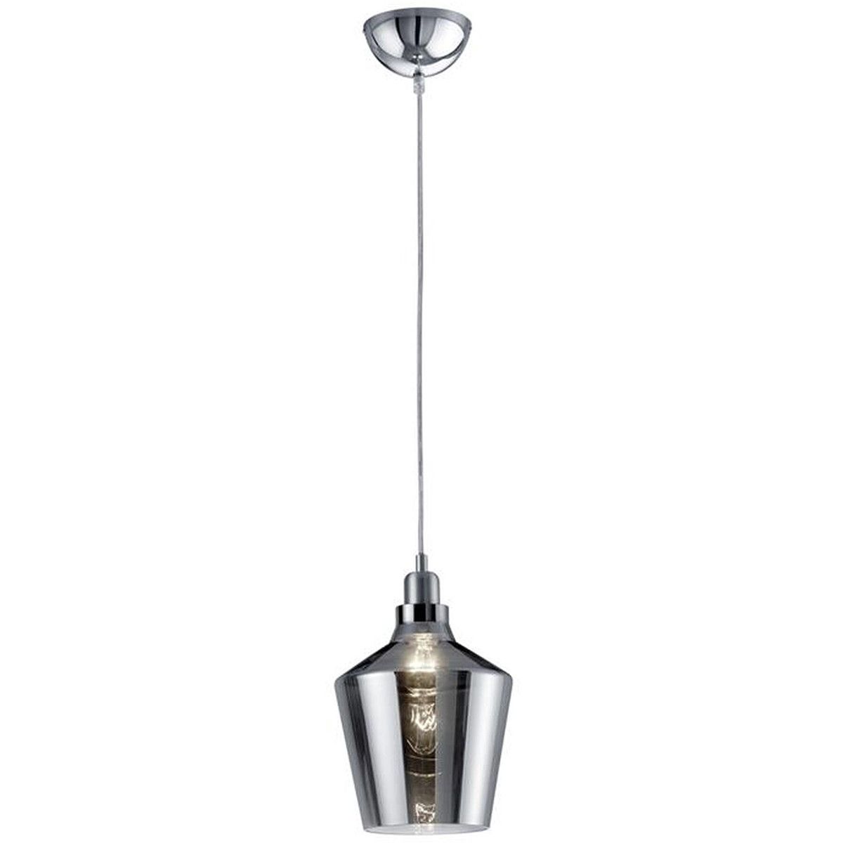BES LED Trion Colia Hanglamp - Ø20cm - Chroom - Rookglas