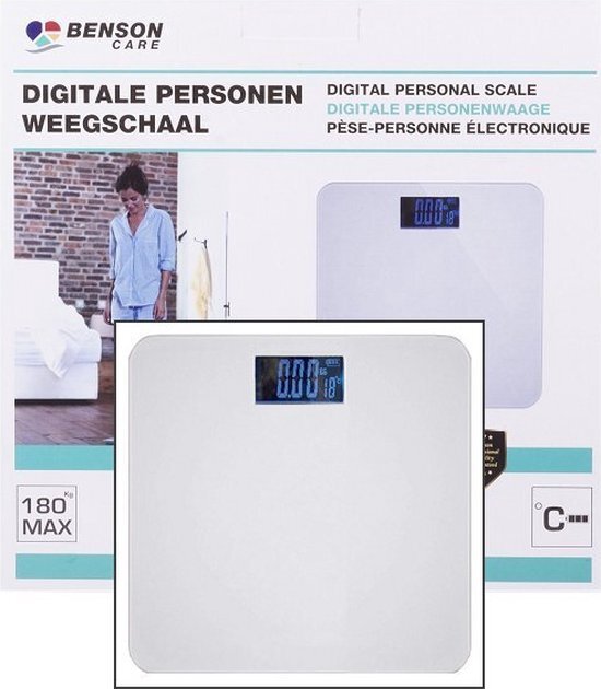Benson Digitale Personenweegschaal - Wit - Max 180 KG