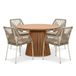 BUITEN living Palau/Seville beige dining tuinset | 4 personen | teakhout + touw | Ø120cm rond