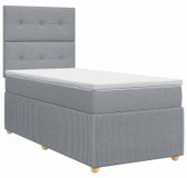 vidaXL Boxspringbed met matras, lichtgrijs, 90 x 200 cm, gestoffeerd