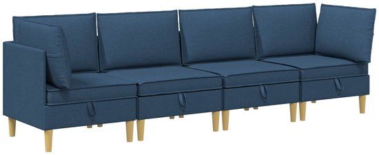vidaXL Modulaire bankset met opslag 4 zitplaatsen Blauw Stof