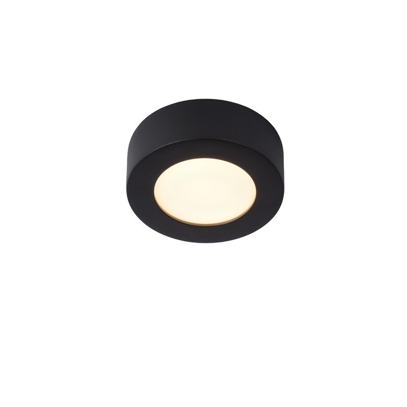 Lucide BRICE-LED - PlafonniÃ¨re Badkamer - Ã˜ 11,7 cm - LED Dimb. - 1x8W 3000K - IP44 - Zwart