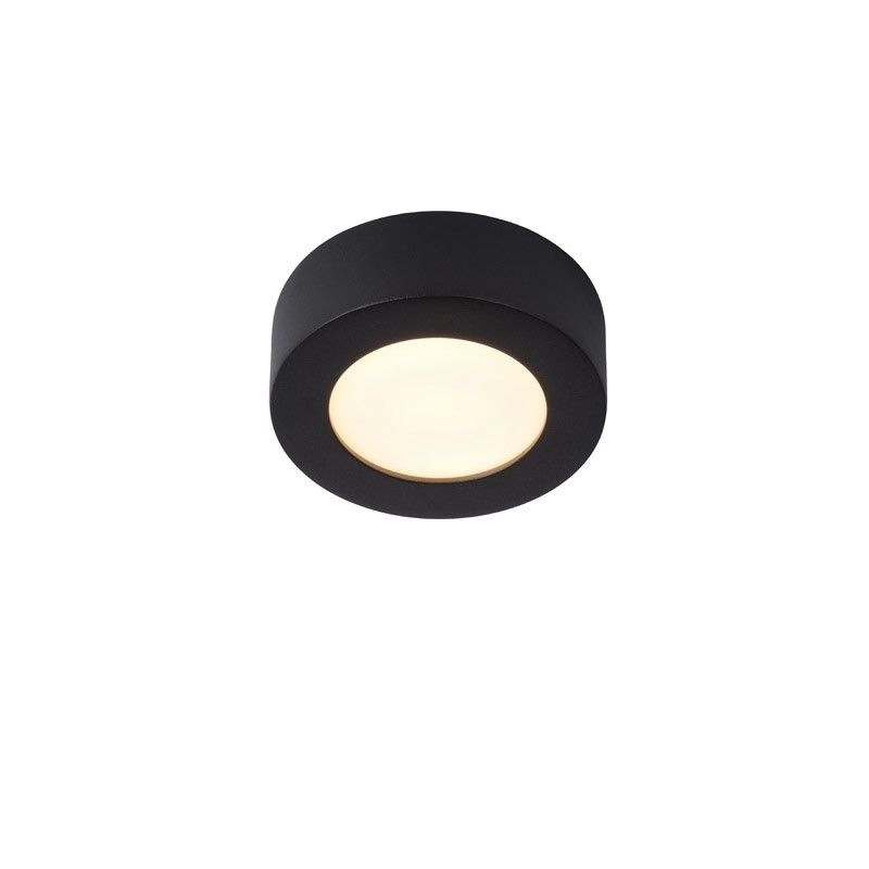 Lucide BRICE-LED Plafonnière Badkamer - Ø 11,7 cm - LED Dimb. - 1x8W 3000K - IP44 - Zwart
