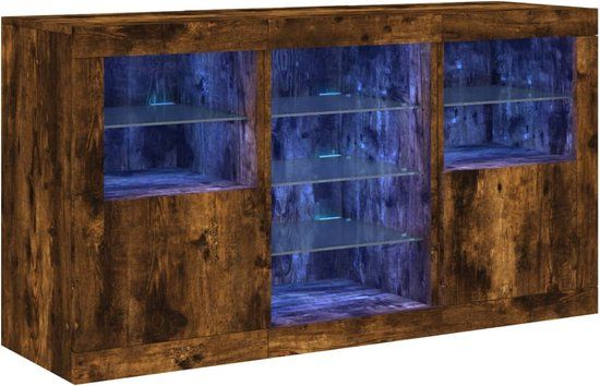 vidaXL Dressoir met LED-verlichting 123x37x67 cm gerookt eikenkleurig