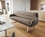 Taya-Flex Banc de salle à manger 200 cm tissu structuré doux taupe châssis à patins plat acier inoxydable ressort ensaché