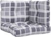 vidaXL Palletkussens 3 stuks stof ruitpatroon grijs