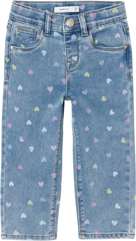 NAME IT NMFBELLA MOM SHAPED JEANS - Meisjes - Medium Blue Denim Hearts - Maat 110