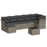 vidaXL 8-delige Loungeset met Kussens, Poly Rattan, Grijs