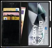 Rosso Element Book Case Wallet Hoesje Geschikt voor Samsung Galaxy S24 Ultra | Portemonnee | 3 Pasjes | Magneetsluiting | Stand Functie | Zwart