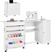 VEVOR Naaitafel, Naaikast met Wielen, Houten Frame, Planken & Magnetische deur, Naaimachinetafel, Multifunctionele Tafel, Draagvermogen 40 Kg, voor Handwerkstation en Bijzettafel, Wit