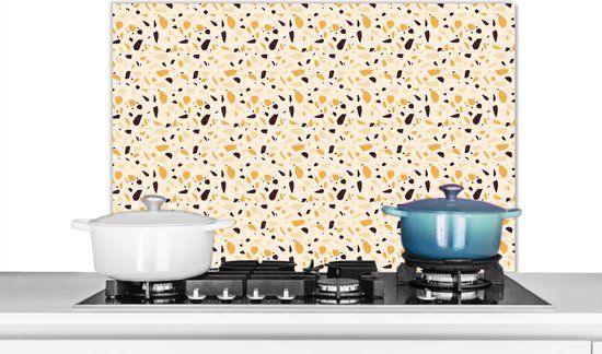 KitchenYeah Spatscherm keuken 90x60 cm - Terrazzo - Aluminium