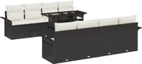 vidaXL - Tuinbank - Set - 9-delig - Zwart - Polyrattan