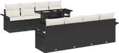 vidaXL - Banc de jardin - Ensemble - 9 pièces - Noir - Polyrattan